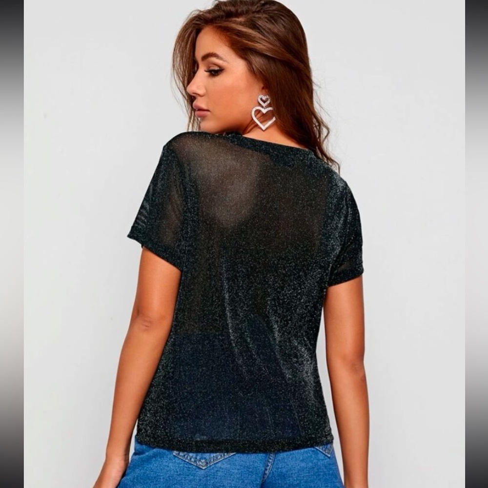 Elegant Black Sheer Women's Top - Picture 2 of 2